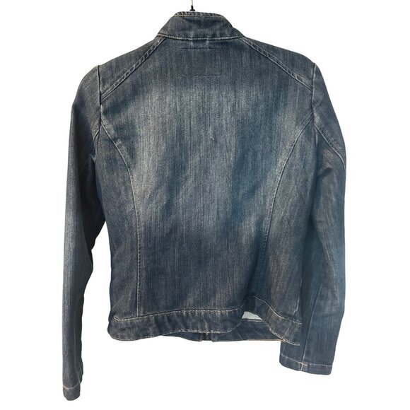 Vintage guess Jean jacket 80s style zipper pockets size M Y2K - Picture 2 of 5